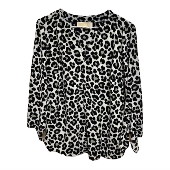 Michael Kors Basics Leopard Print Blouse Black/Grey/White S - Picture 8 of 12